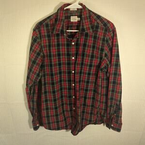 J.Crew Medium Secret Wash Classic Plaid Shirt Men’s Long Sleeve Red Green Cotton